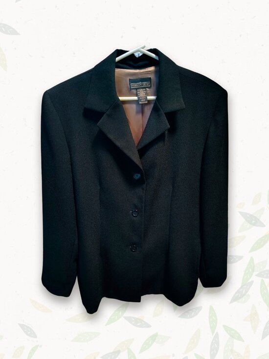 Herman Geist Jackets & Blazers - intage Black Blazer 3 Button Front, Brown Satin Lined Women's Blazer XL